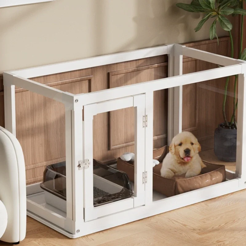 Panoramic transparent dog cage household small and medium-sized dog teddy pet dog fence visual cat cage