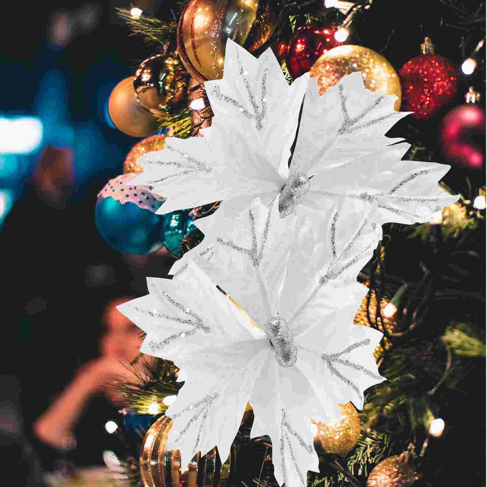 

4 Pcs Christmas Tree Flower Arrangement Artificial Decorations for Wreath Ornament Fake Iron Wire Cloth Decorative Xmas