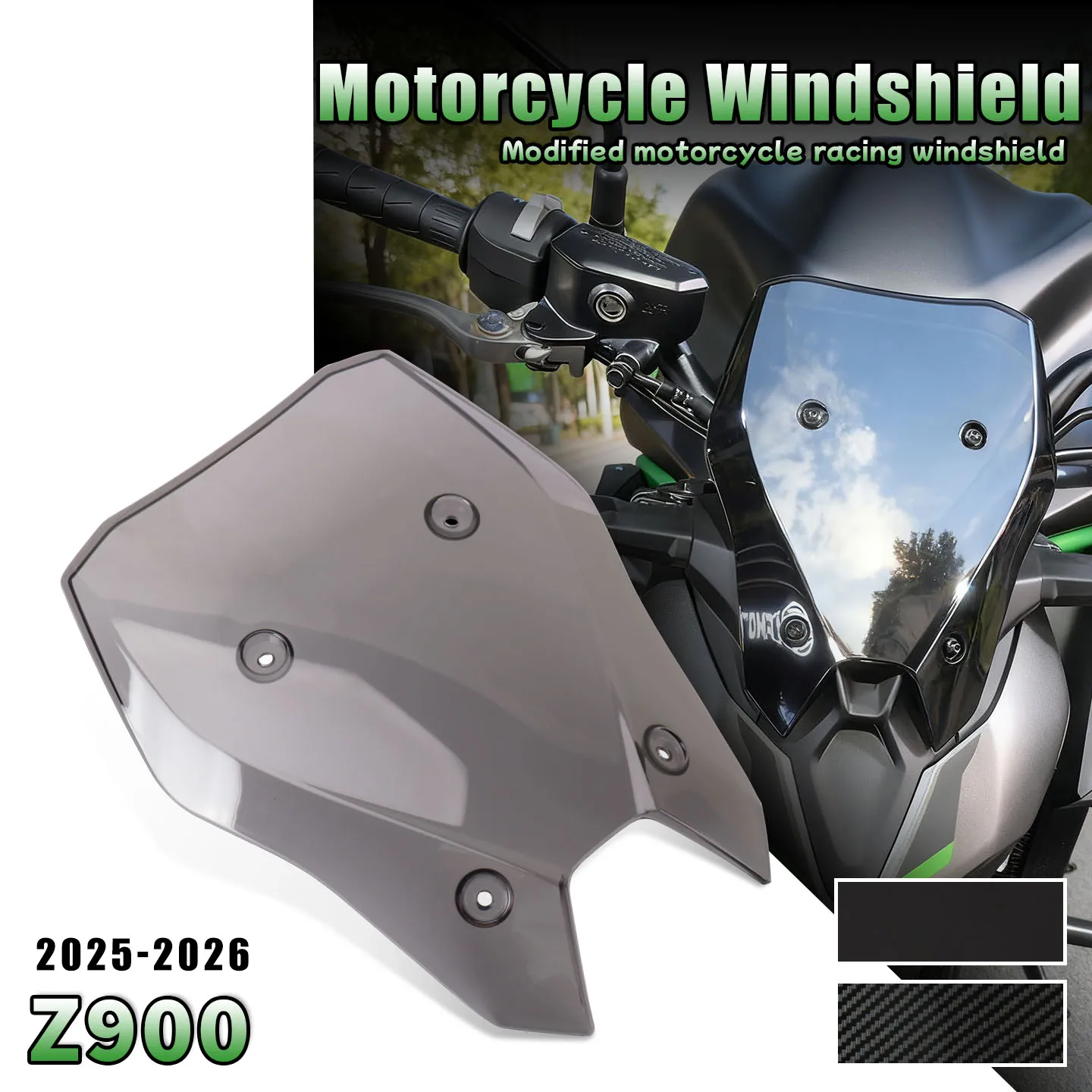 

For Z900 z900 2025 2026 Motorcycle Windshield Wind Deflectors Visor Wind screen Medium Large Meter Cover Windscreen