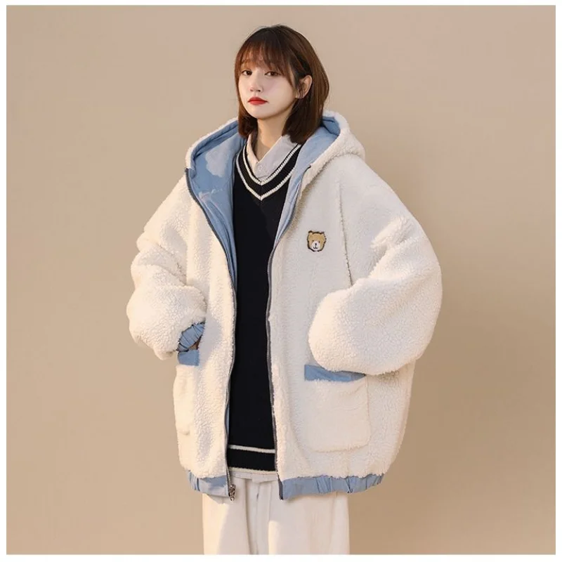 2023 Winter New Two Sided Cotton Dress Women Design Sense Fashion Plush Thickened Lamb Wool Cotton Coat Winter Jacket Women