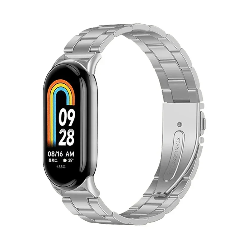 Para xiaomi mi banda 8 9 nfc cinta laço magnético para xiaomi banda inteligente 8 9 pulseira de metal correa banda 8 pulseiras aço inoxidável