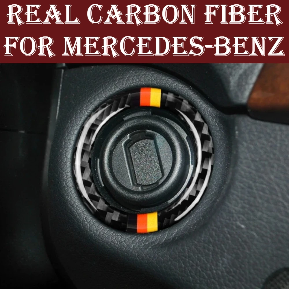 

Carbon Fiber Car Ignition Switch Key Hole Ring Cover Trim Sticker for Mercedes-Benz W204 W212 W246 A B C E Class GLA CLA GLC SLK