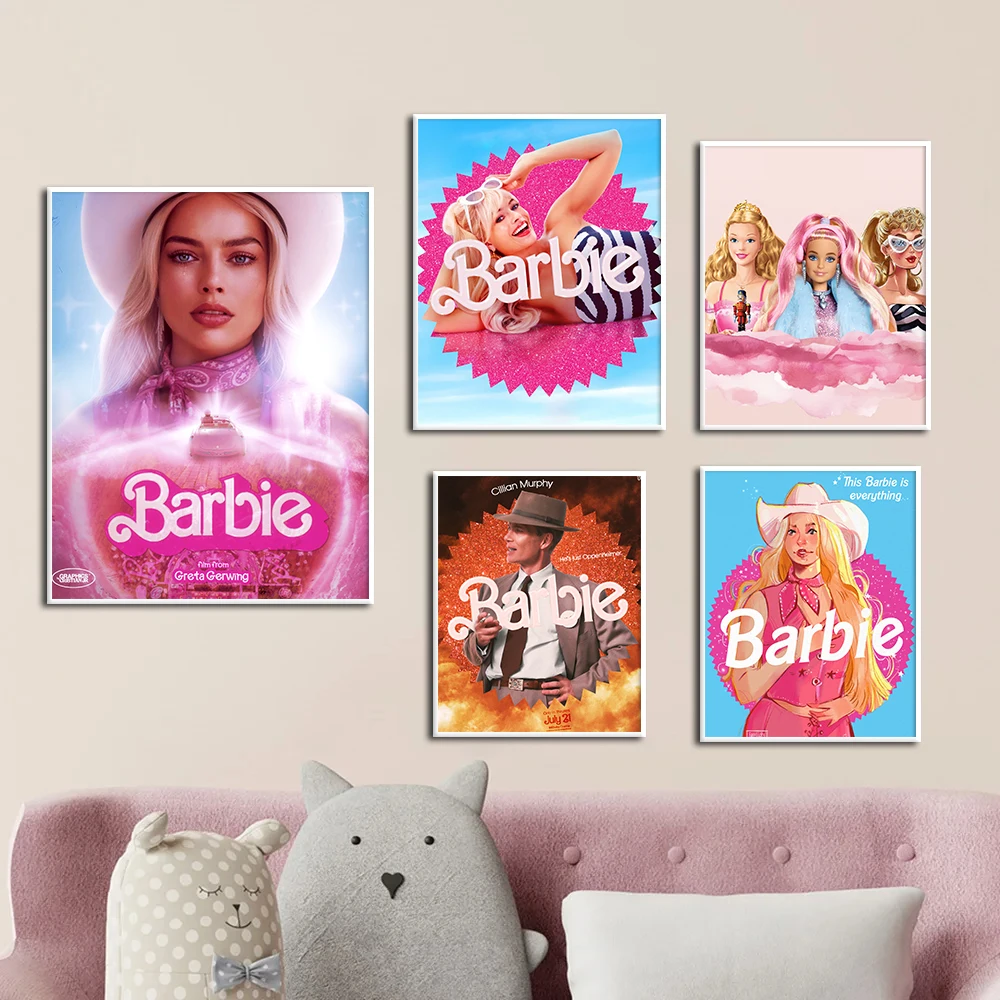 

Barbie Film Poster Canvas Painting Print, Disney Modern Wall Art, Beauty Pictures for Living Room, Girl Bedroom, Home Decor