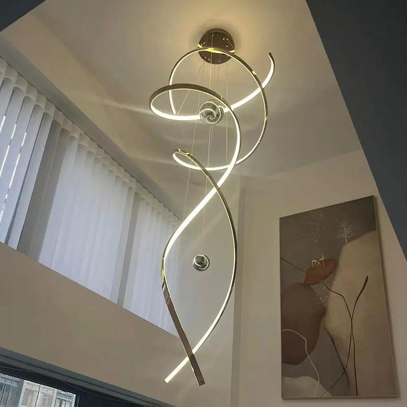 

Villa duplex staircase large chandelier creative living room lamp hotel lobby modern lighting sales department loft chandelier