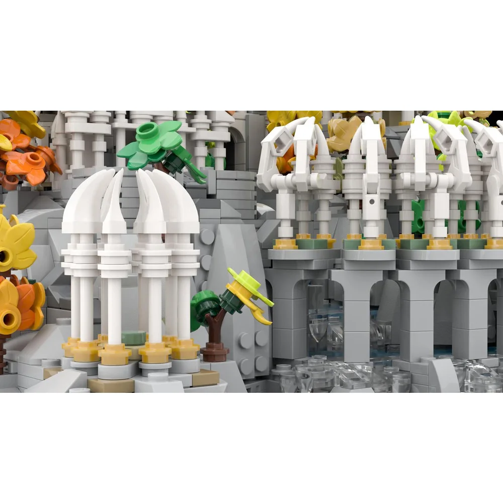 MOC Rings Movie Rivendell Mini Craft Model Building Blocks Luxury Castle Kingdoms Courtyard Architecture Brick Toys Gifts