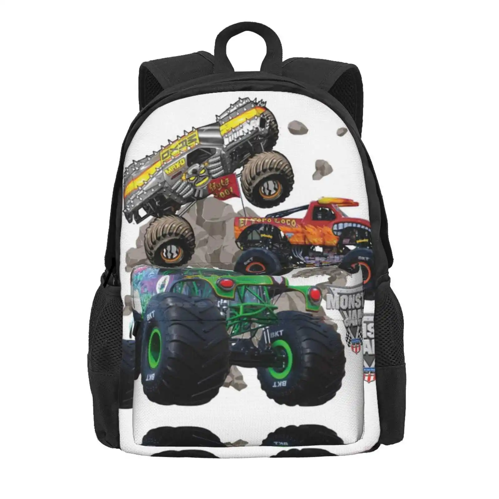 Monster Jam Trucks Hot Sale Schoolbag Backpack Fashion Bags Monster Jam Monster Trucks Grave Digger El Toro Loco Destruction