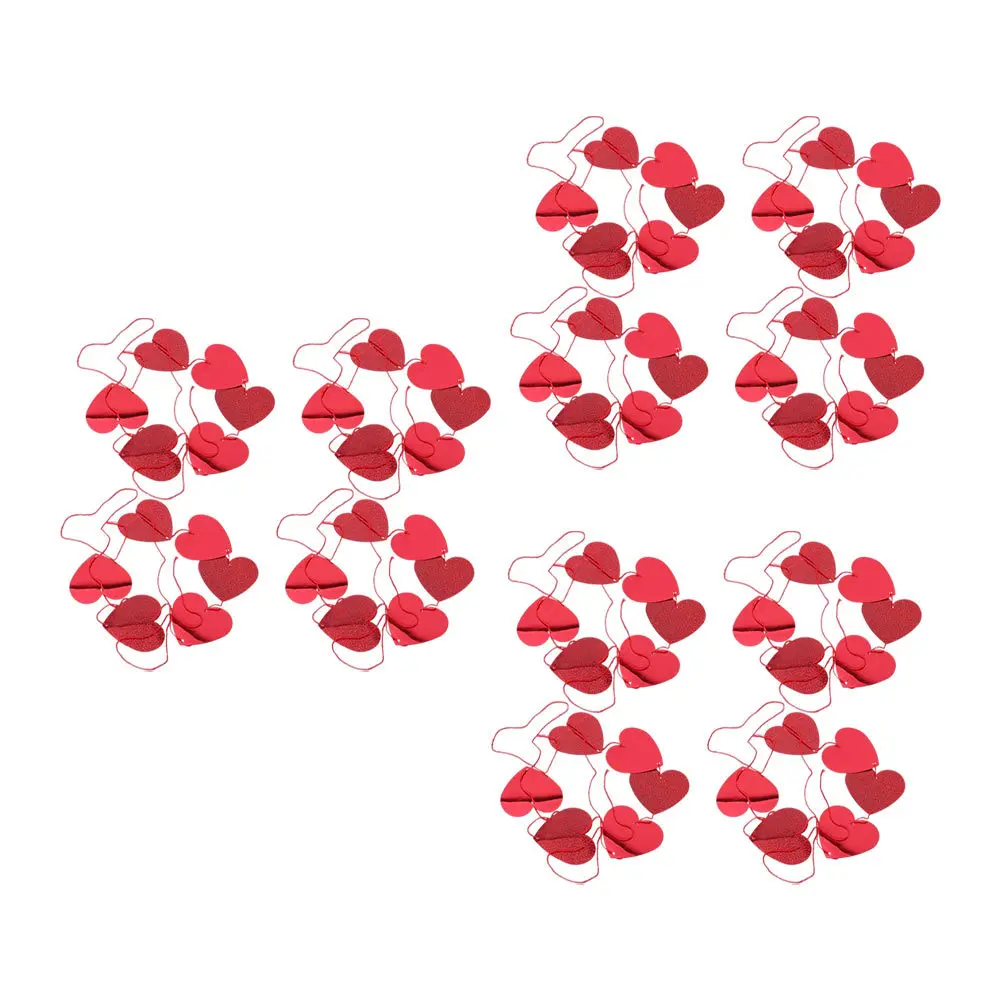 

12Pcs Heart Garland Hanging Decor for Valentine's Day Party Wedding Proposal PVC Love Pendant Festival Background Ornament