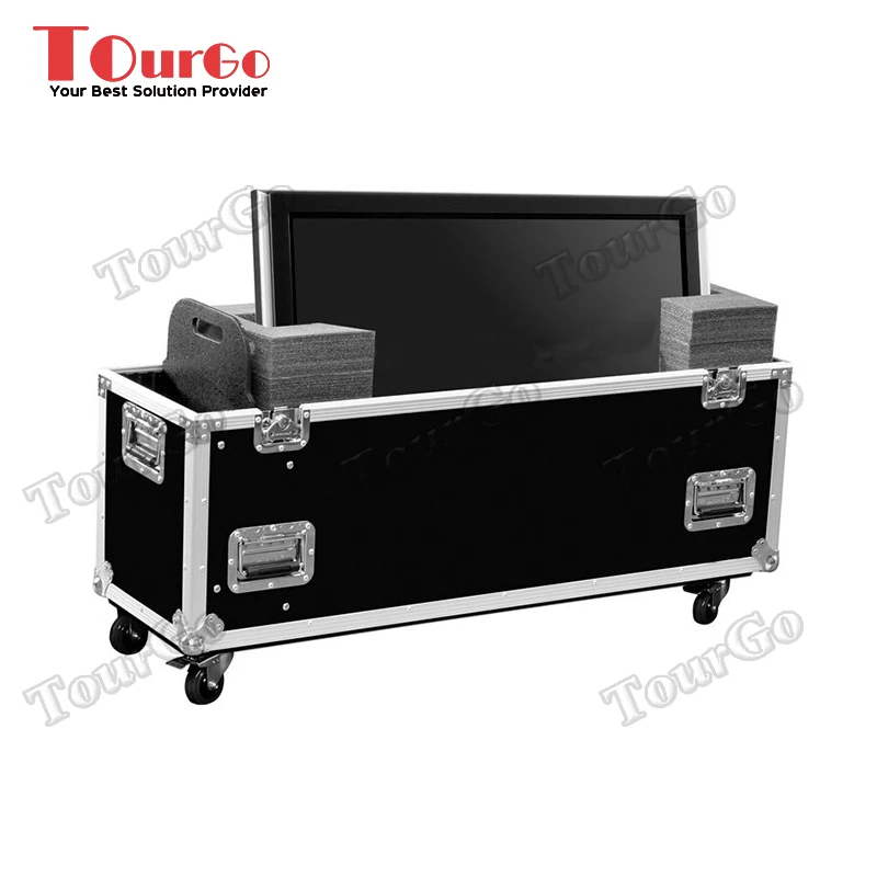 LED-LCD-Plasma-TV Dual 70"-80" verstellbare Flight Road-Hülle mit 4" Rädern