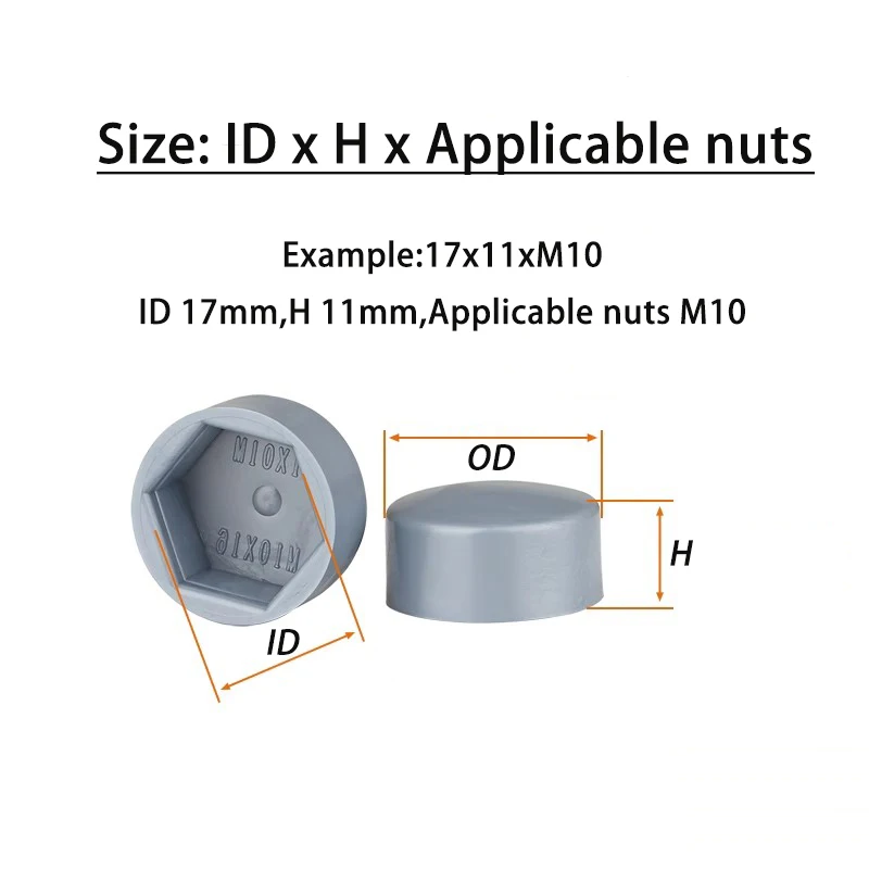 PE Plastic Protective Cap Nut Cap Cover M4M5M6M8M10M12M14M16M18M20-M30 External Hexagonal Screw Decorative Cap Dust-Proof Cover