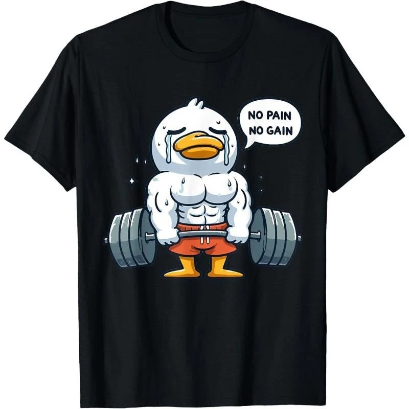 

Funny Duck Graphic Fitness T-Shirt For Men Fashion Cool Round Neck Short Sleeve Top Loose Casual Breathable Quick Drying Clothes