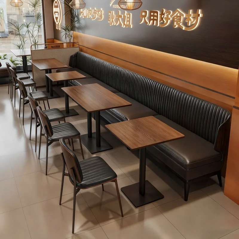 French China Custom Coffee Tea Shop Vintage Solid Wood Restaurant Dining Table and Chair Set Buffet Restaurant Furniture Set