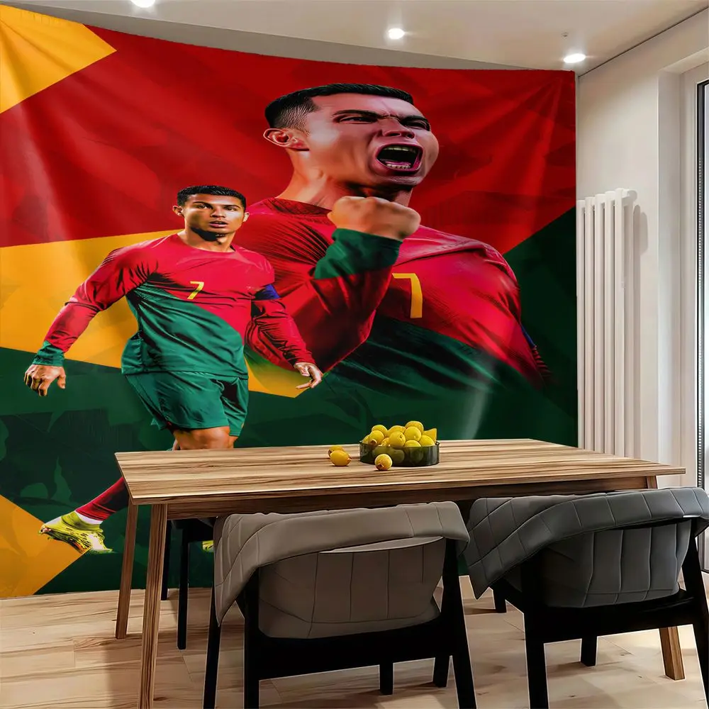Cristiano Ronaldo Portugal 7 Tapestry Wall Hanging Digital Print Football Fan Decor for Bedroom Living Room