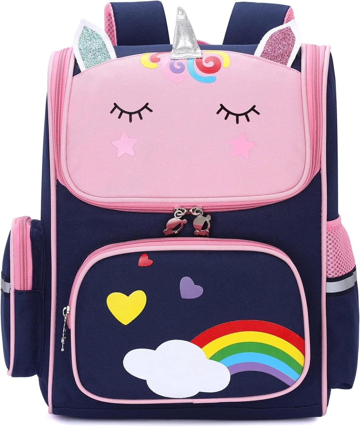 Large Size Backpack for Students, Kids School Backpack with Detachable Pencil Case, Multi-Pocket Large Capacity Lightweight Breathable Bookbag with Reflective Stripes