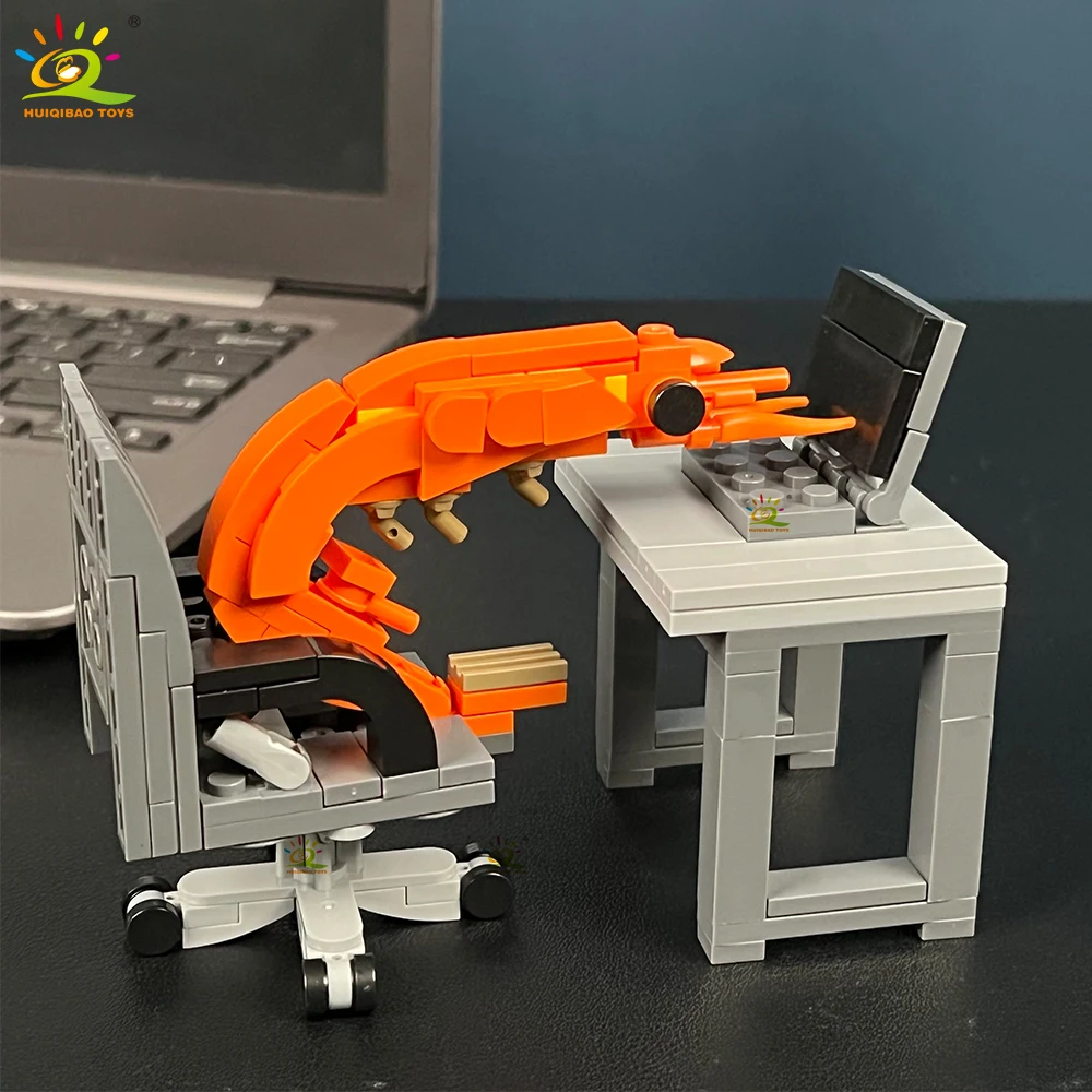 HUIQIBAO Kreatives MOC-Baustein-Garnelen-Modell, Figuren, Puzzle, Montage, Internet-Berühmtheit, kreative Parodien, zusammengebautes Spielzeug – Detail 2