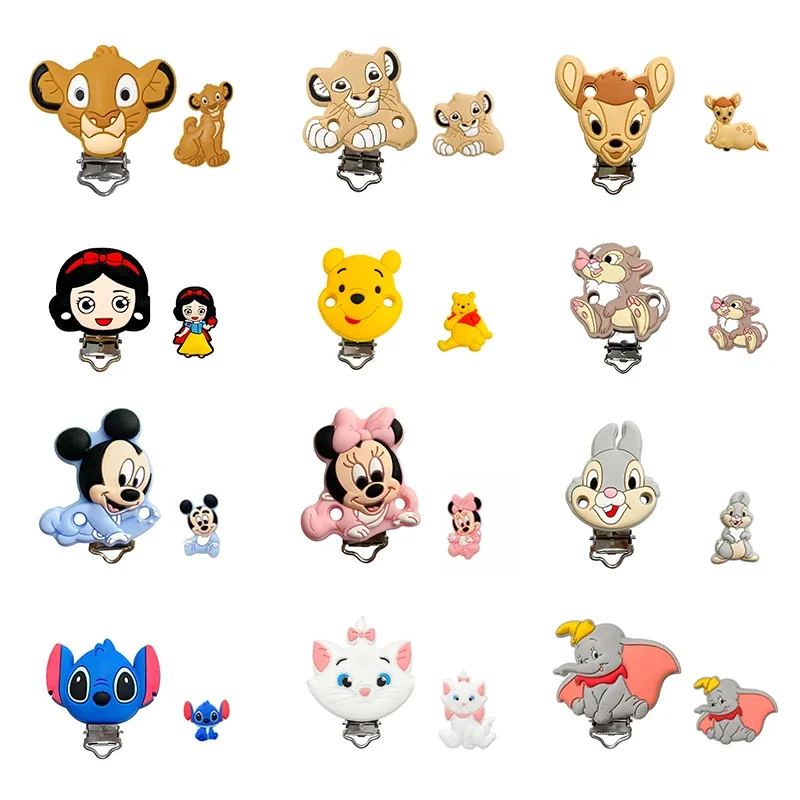 2 قطعة جديد سيليكون بوه دامبو ميكي الخرز عضاضة الغذاء الصف مضغ الأسنان حبة DIY الحلمة سلسلة مجوهرات اكسسوارات