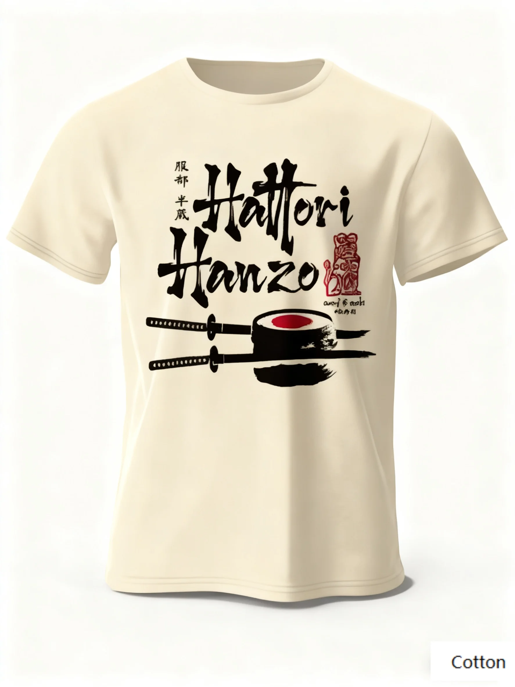 تي شيرت ياباني عصري - إبداعي ثقافي - تي شيرت برقبة دائرية للمعجبين يتميز بطباعة عزر السيف والسوشي وصل حديثًا تي شيرت S-4XL #3