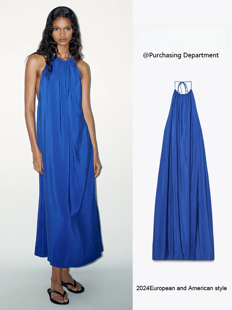 

Summer New Arrival Sexy Bal Drapey Collar Midi Dr Women's Faionable Svel Gown for Par Ocns