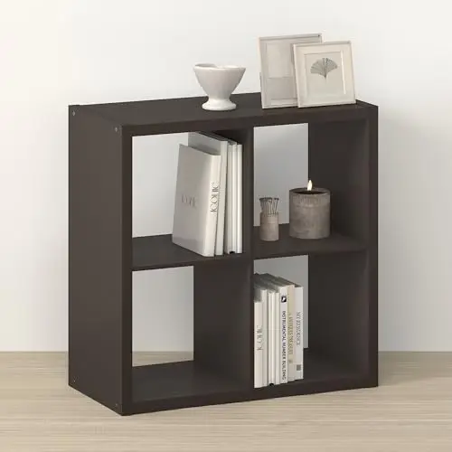 Gumma 4 Cube Storage Organizer with Open Back, Thick Frame Wood Cube Closet Organizer, for Living Room Bedroom Home
