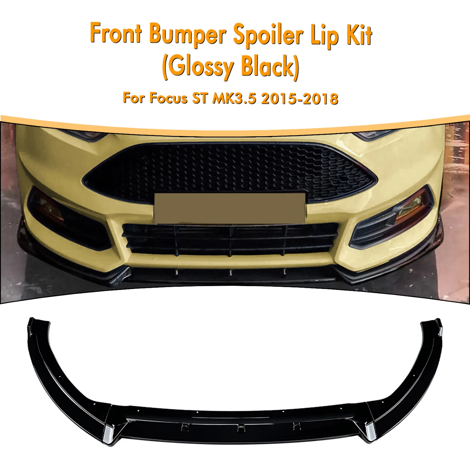 

3PCS Front Spoiler Lip Lower Car Lower Splitter Blade For Ford Focus ST MK3.5 2015 2016 2017 2018