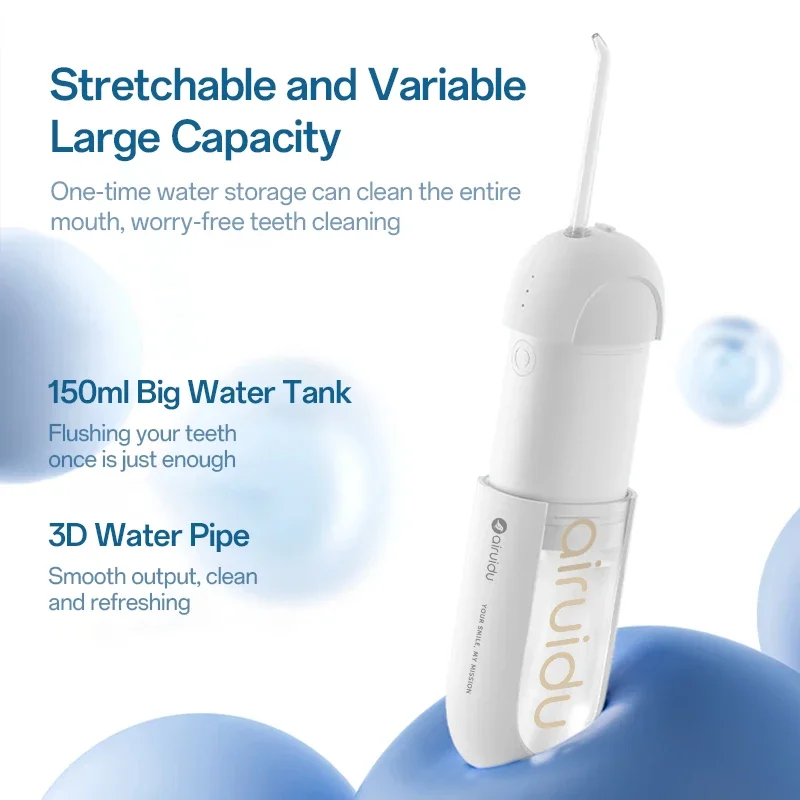 Portable Oral Irrigator Dental Water Jet Mini Powerful Water Flosser for Teeth Cleaning Floss Telescopic Tank Home Travel Bag image 2