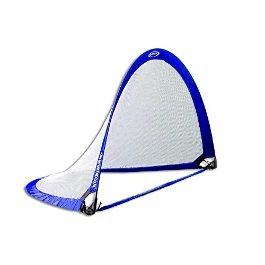 

Weighted Infinity Pop Up Soccer Goal for outdoor use, durable polyester fabric, black color, quick setup and stability