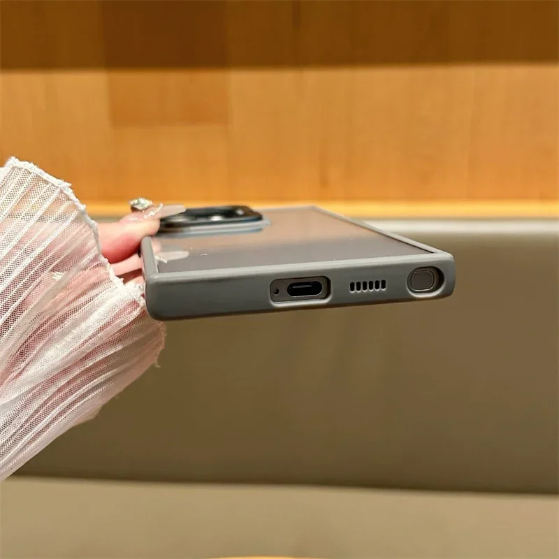 Per Magsafe Supporto Nascosto Wireless Magnetico Carica Cassa Del Telefono Per Samsung Galaxy S25 S24 Ultra S22 S23 FE Plus Copertura Trasparente