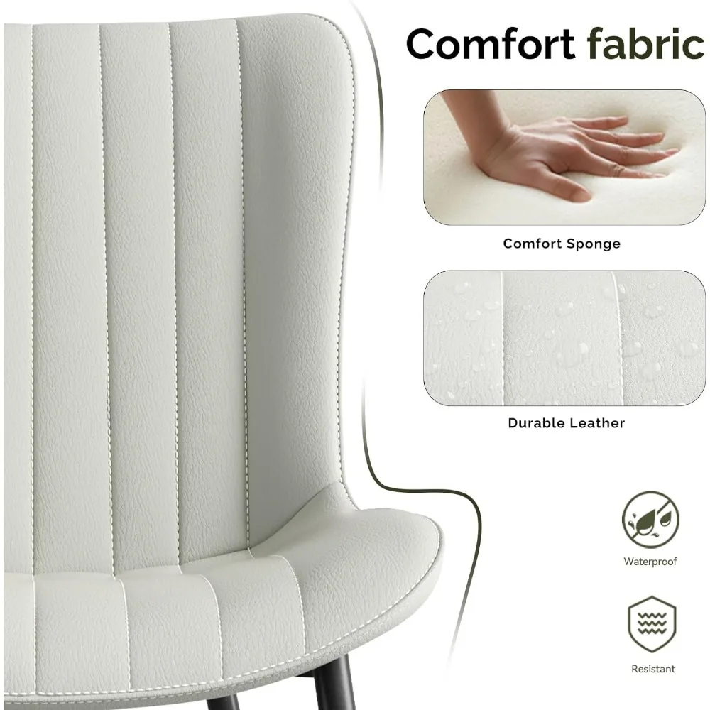 كراسي طعام، كرسي غرفة طعام حديث 16 بوصة جلد مع إطار خشبي ومعدني، مجموعة من 4 قطع