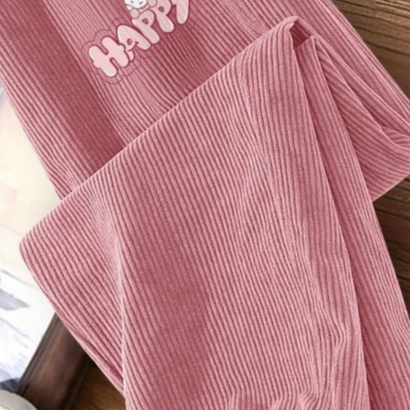 Cartoon Kawaii Miffy Corduroy Trousers Loose No Crotch Opening Mid-rise Beam Mouth Flexibility Autumn and Winter Wear-resistant
