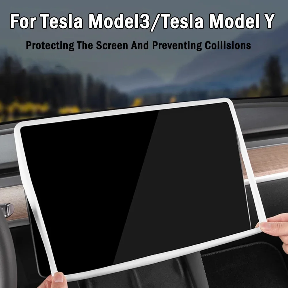 

Silicone Protective Frame for Tesla Navigation Screen Protector Edge Cover Central Control Waterproof Interior Accessories