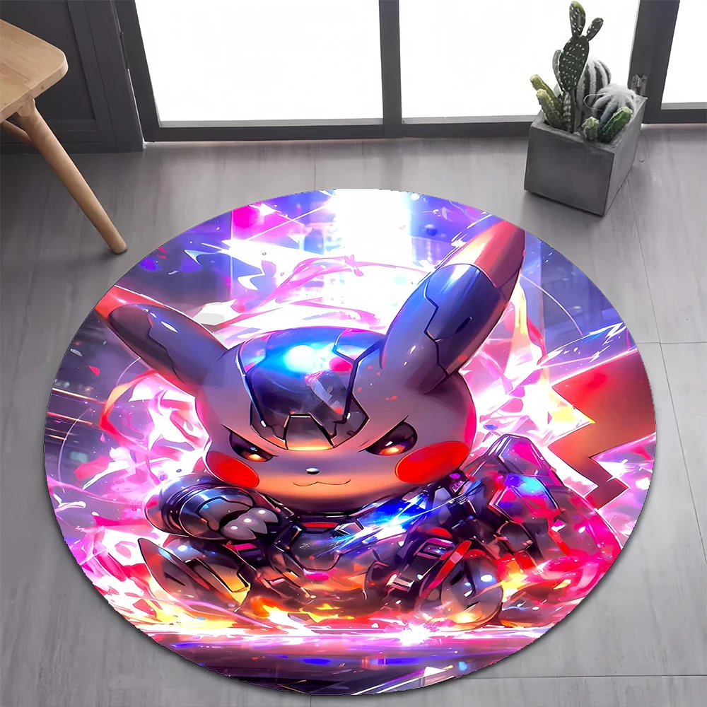 26 Style Pikachu Pokemon Monster Cute Cartoon Game Round Carpet Rug for Bedroom Living Room Decoration,pet Decor Floor Mat