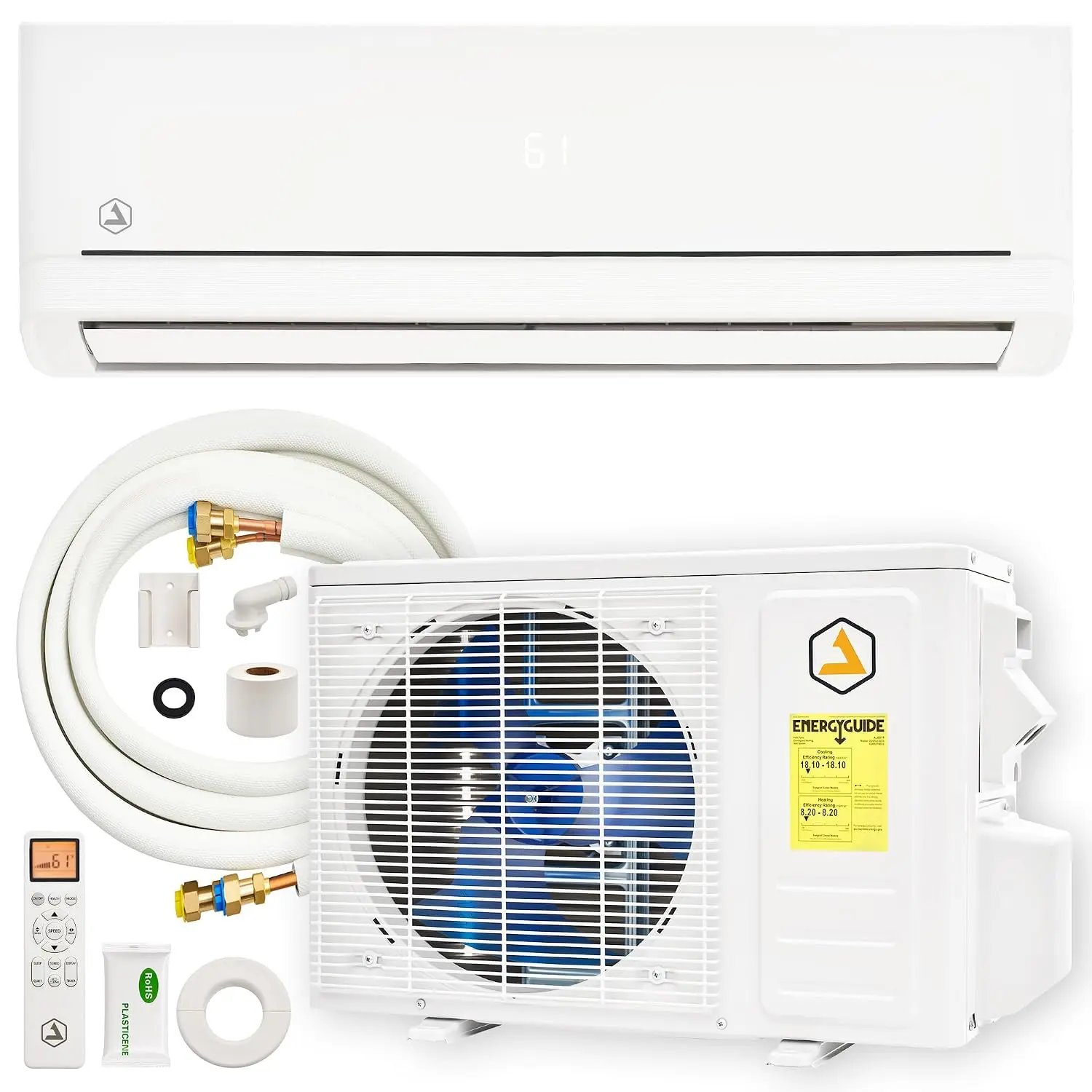 Easy DIY 12,000 BTU Mini Split AC & Heat Pump, 220V, 18 SEER2 | Pre-Wired Indoor Unit, Vacuum-Free Outdoor Unit,, Customized