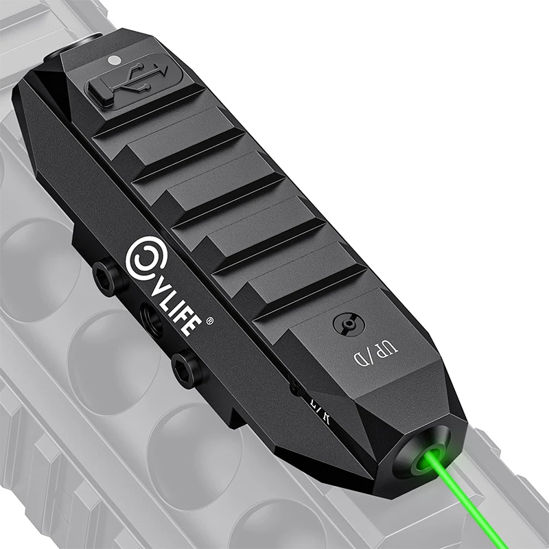 

CVLIFE Tactical Rifle Green Laser Sight Rechargeable Aluminum with Strobe Mode fits Picatinny Rail mount