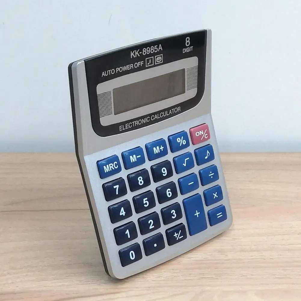 Calculadora portátil con botones, calculadora de 8 dígitos con pantalla de visualización, suministros de oficina y Escuela de Negocios