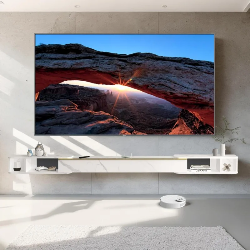 Retractable Length Floating TV Stand,Minimalist Floating TV Shelf,Wall Mounted TV Console,Adjustable 87'' To 122''