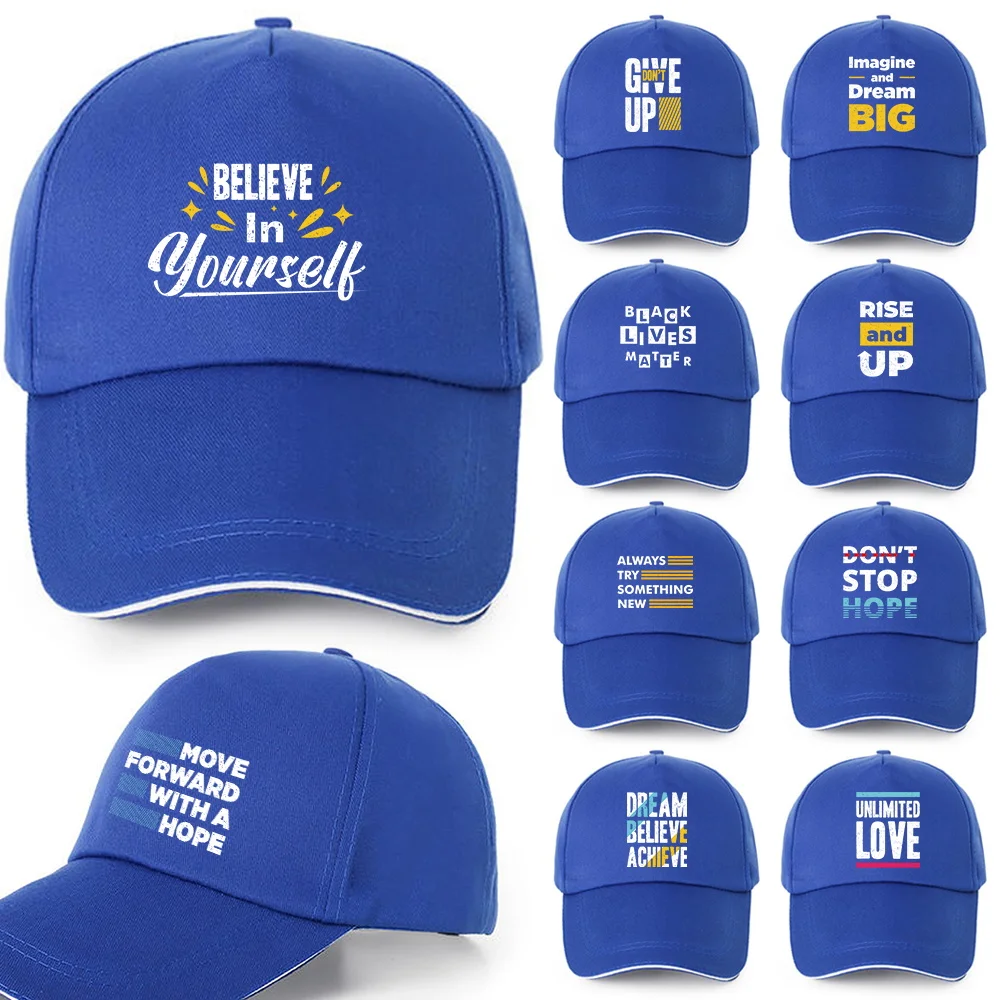 Phrase Series Baseball Cap White Joker Hip Hop Hat Hipster Must-have New Cotton Pointed Hat Dad Leisure Summer Outdoor Sun Hat.