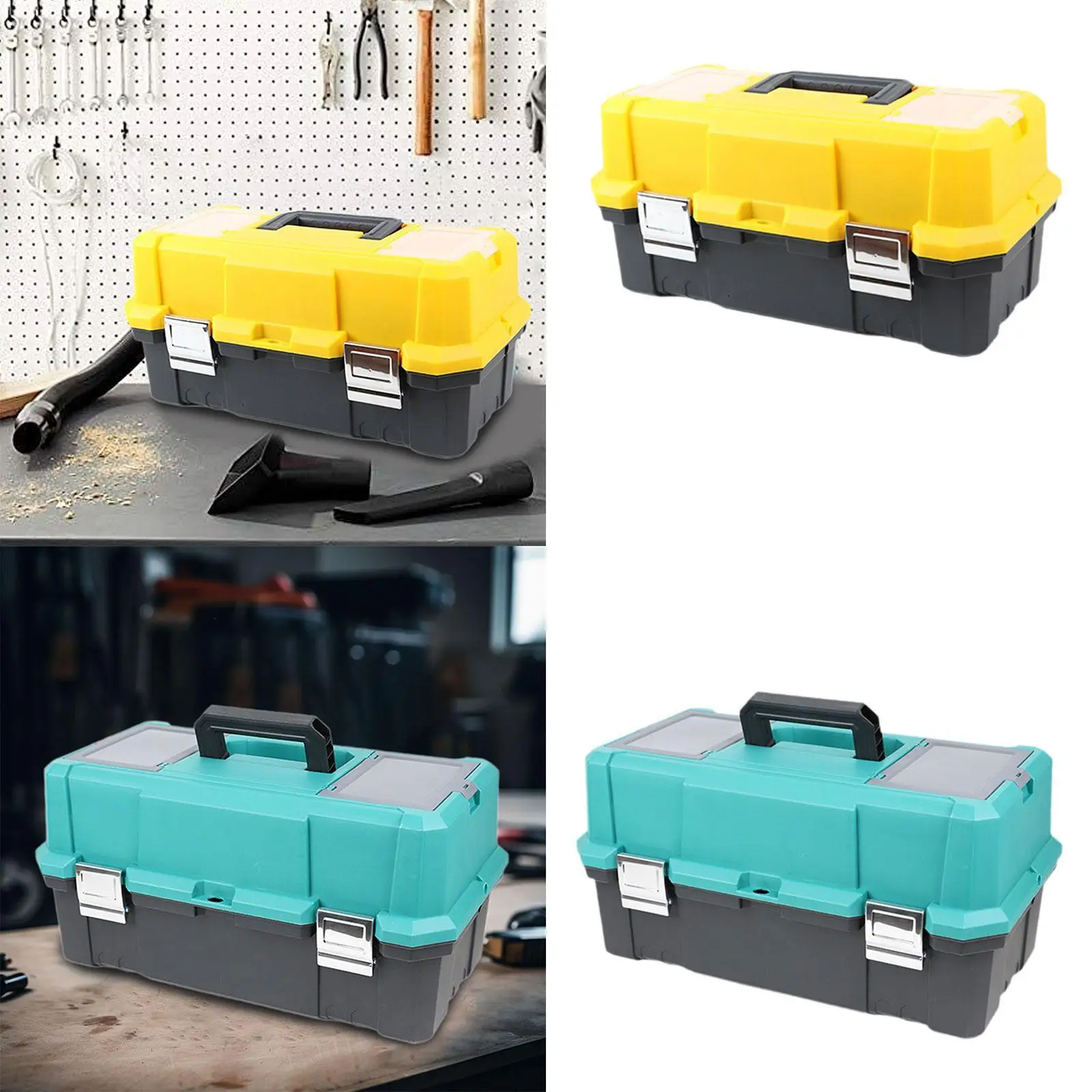 

Ручной ящик для инструментов, 2-слойный, универсальный, удобный, винт и гайки, ручные инструменты для хранения, запираемый чехол для переноски для дома, автомобиля, гаража