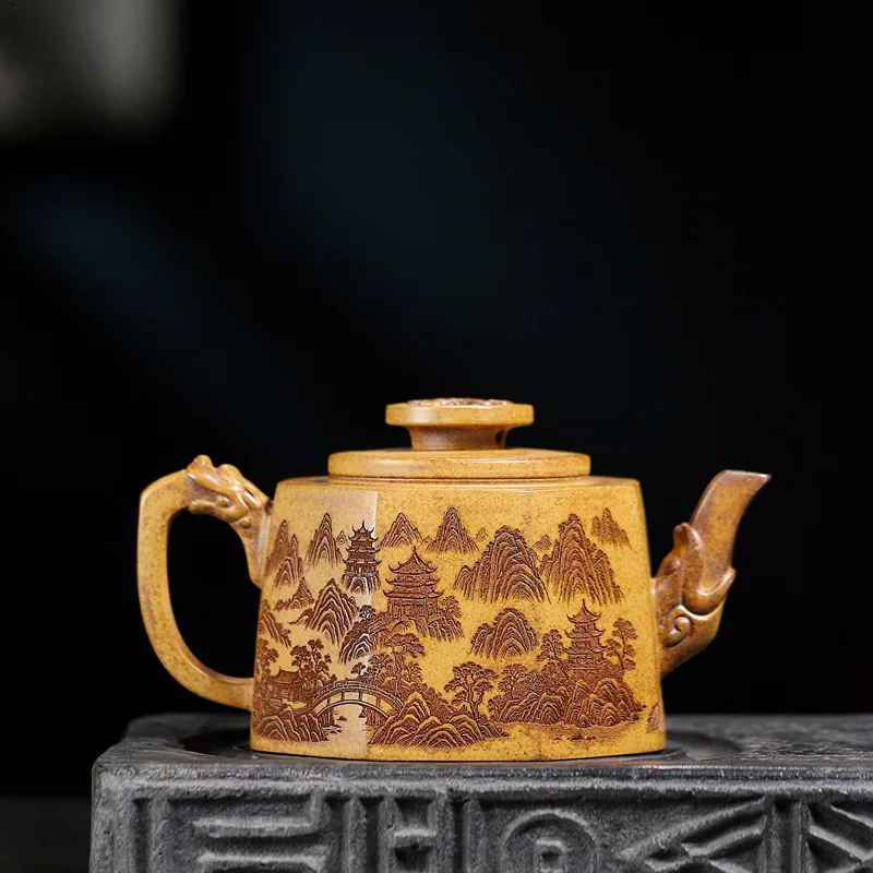 Yixing Original Ore Dragon Bone Gold Sand Purple Clay Teapot 