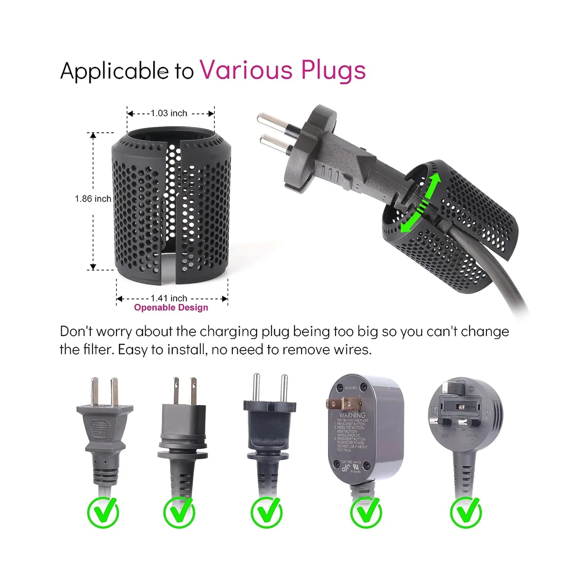 Reemplazo de malla de filtro de secador de pelo para modelos supersónico HD01 HD03 HD08, jaula de filtro exterior de secador de pelo, parte B