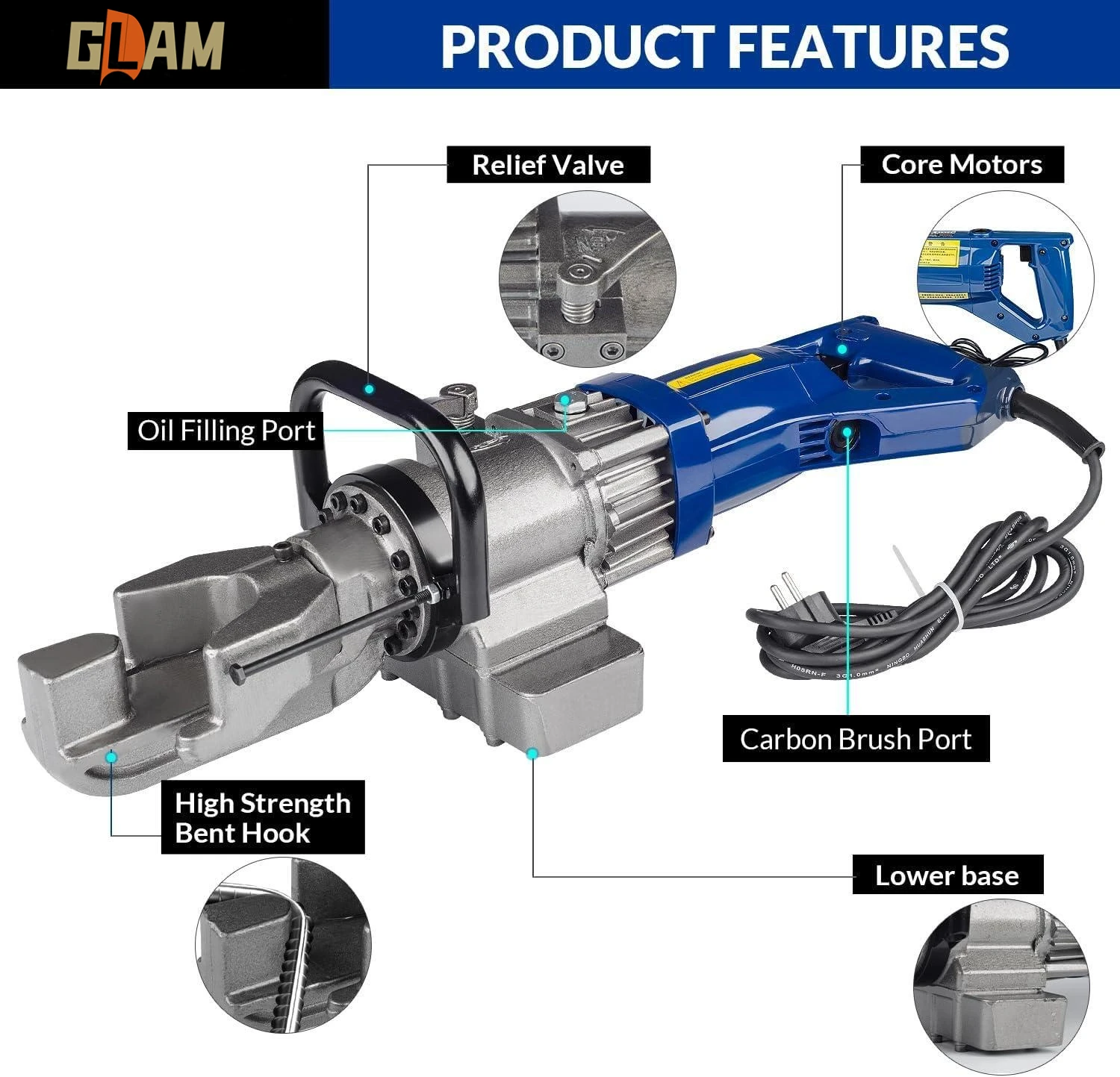 Portable Manual & Automatic Hydraulic Steel Bar Bender Machine Electric Rebar Thread Steel Shearing Bending Machines 4-16mm