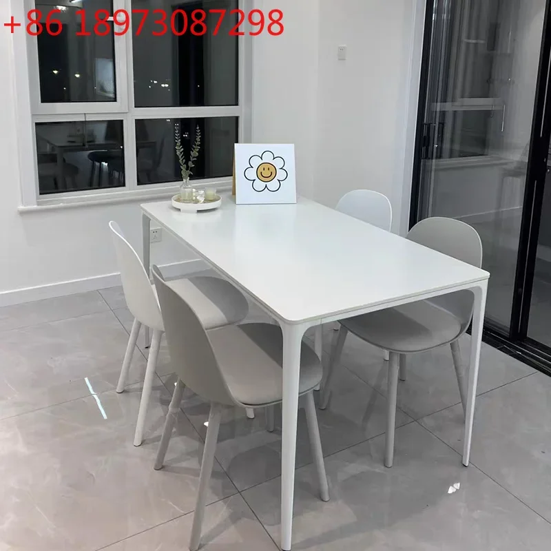 

Белоснежный обеденный стол из каменной плиты Delifeng, в стиле ваби-саби, из кремового алюминиевого сплава Ino, итальянский минималистичный стол.