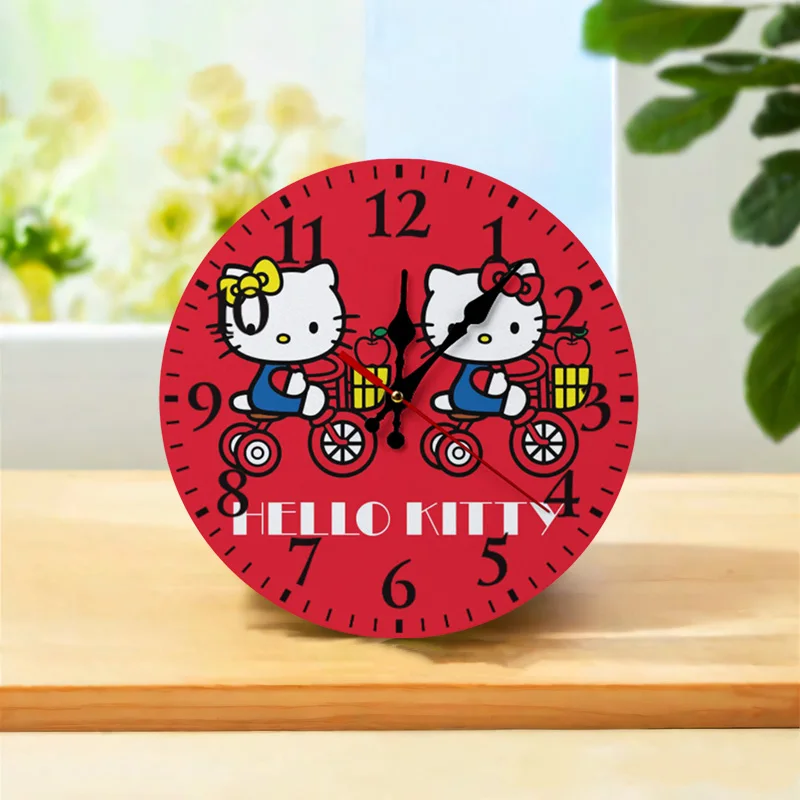 

Настенные часы с рисунком «Hello Kitty», аниме KT Cat, езда на велосипеде, декор для стола, часы, милая девушка, подвесной декор для комнаты, украшения, игрушка