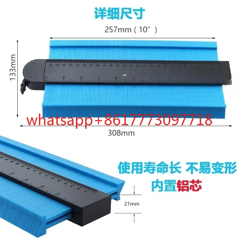 

10-дюймовый запираемый контурный калибр, измерительная линейка с зашифрованной и расширенной радией, профилирующий калибр и кривая контура профиля