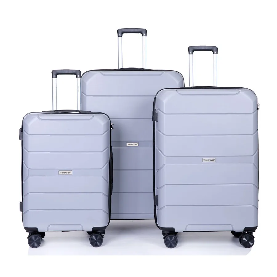 

Hardshell Suitcase Spinner Wheels PP Luggage Sets Lightweight Suitcase with TSA Lock 3Piece Set 20 24 28 Silver