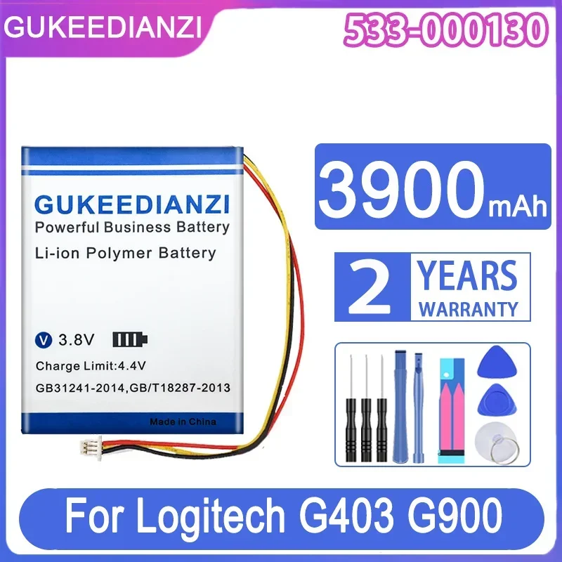 GUKEEDIANZI Replacement Battery 533-000130 533000130 3900mAh For Logitech G403 G900 G703 x100 Wireless  Mouse Batteries