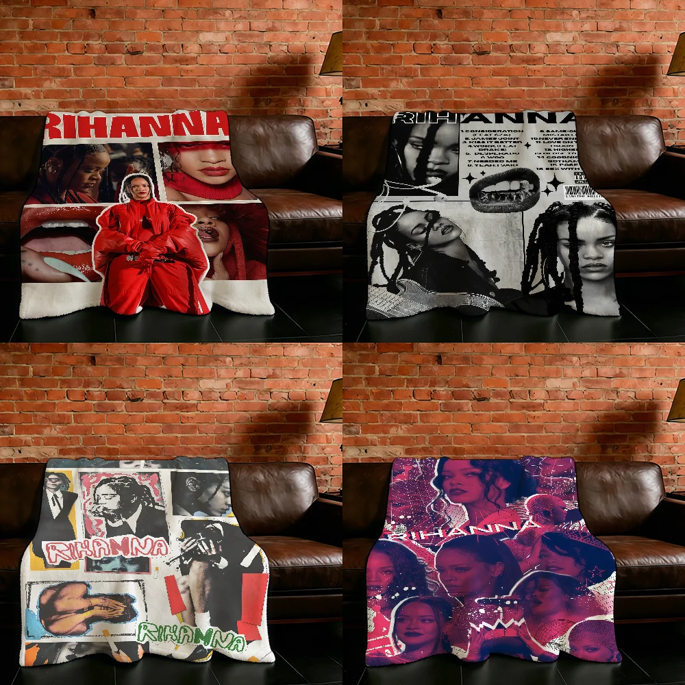 R-RIHANNA-ES Singer Blanket Flannel Warm Soft Throw Blanket For Room Sofa Childish Birthday Gifts