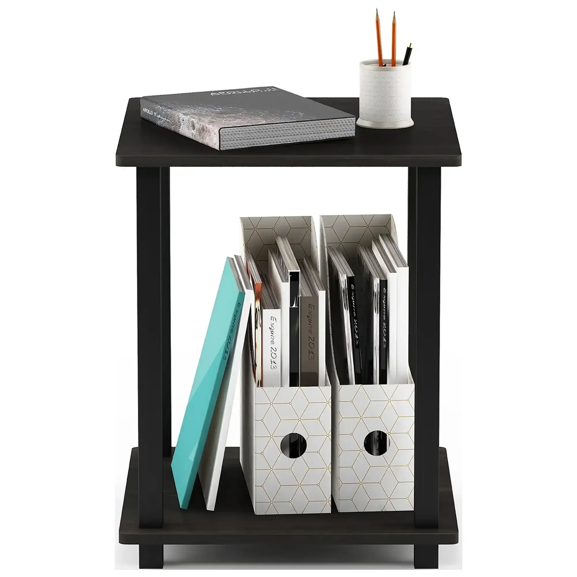 Simplistic End Table, Set of Two, Espresso/Black