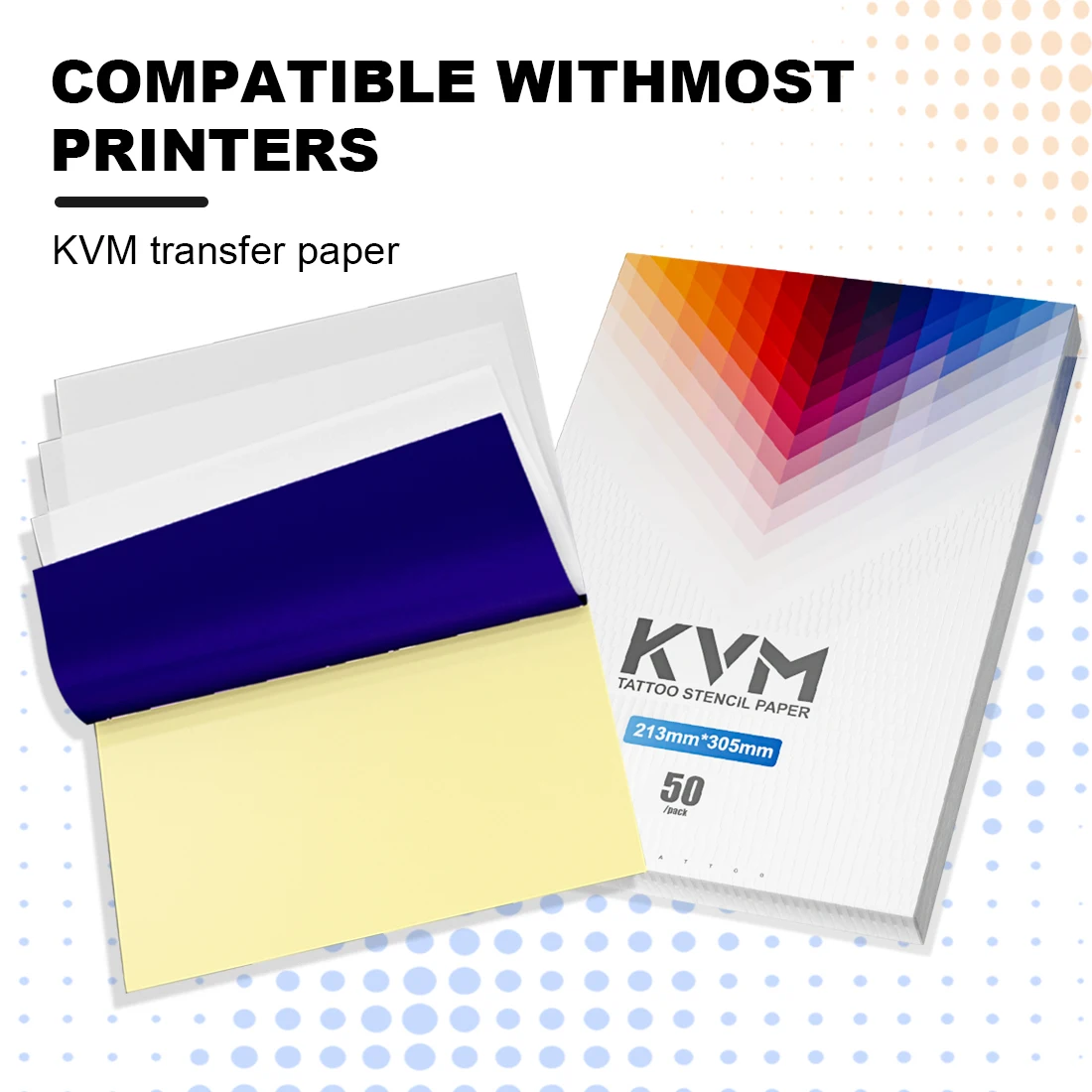 50 Sheets KVM Vegan Tattoo Stencil Transfer Paper A4 Size Plant Wax Safe Skin Four Layer Thermal Tattoo Transfer Paper Compatible With Most Thermal Tattoo Printers