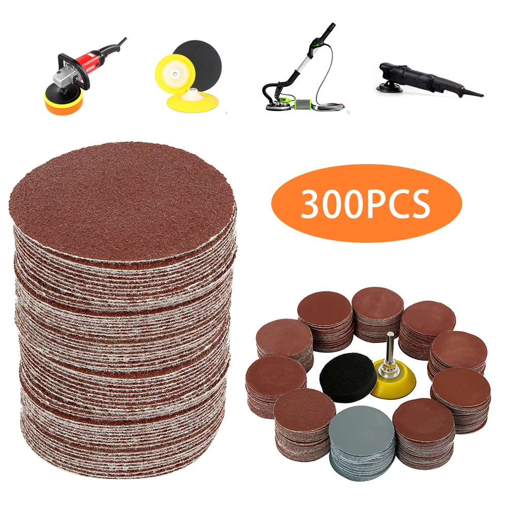 

300pcs Sanding Discs 2 Inch Alumina Sanding Pads 80-3000 Grit Sanding Paper Polishing Sandpaper for Metal Wood Glass Car