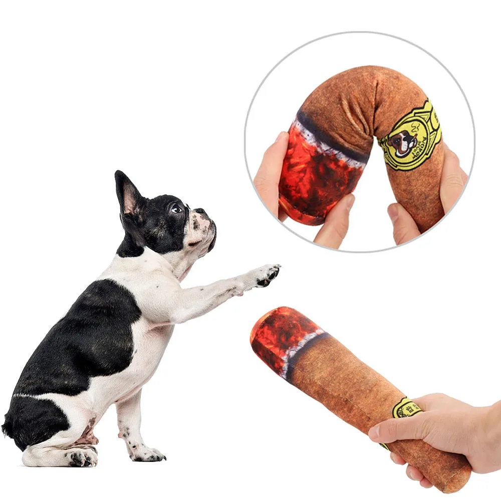 Dog Cigar Toy Cigar Big Smoke Plush Sound Squeak Pet Toy Fun Play Interactive for Small Dogs Pet Plush Toy Pet Supplies 2022 New