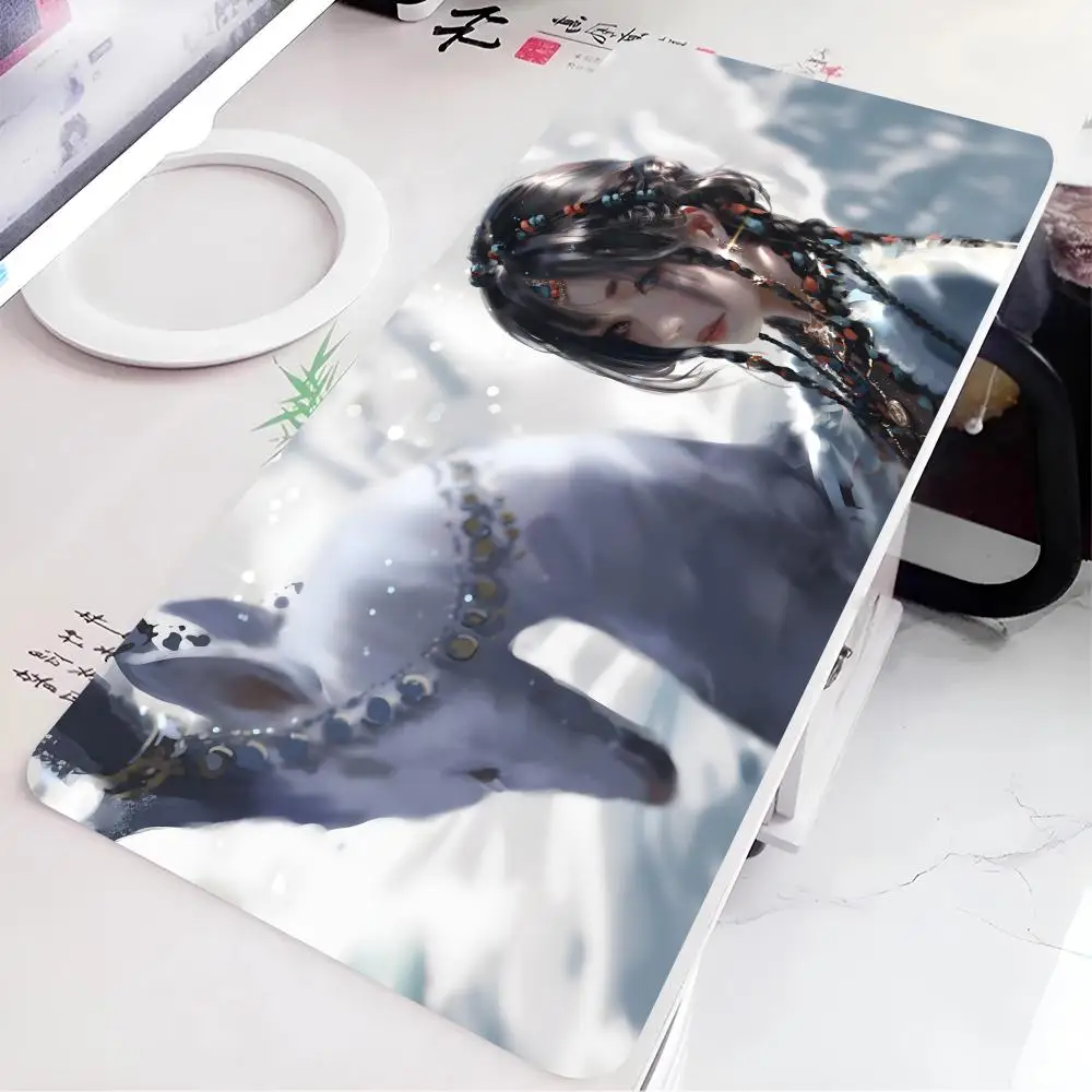 Tappetino per Mouse da ragazza in stile pittura a olio Anime game mause pads cs lol XXL Home HD tappetini da scrivania per Computer tappeto Gamer Office Laptop Soft De